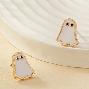 Gold and White Ghost Earrings